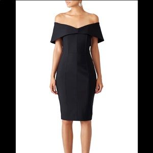Misha Collection off the shoulder dress in ebony. Size small. Used.
